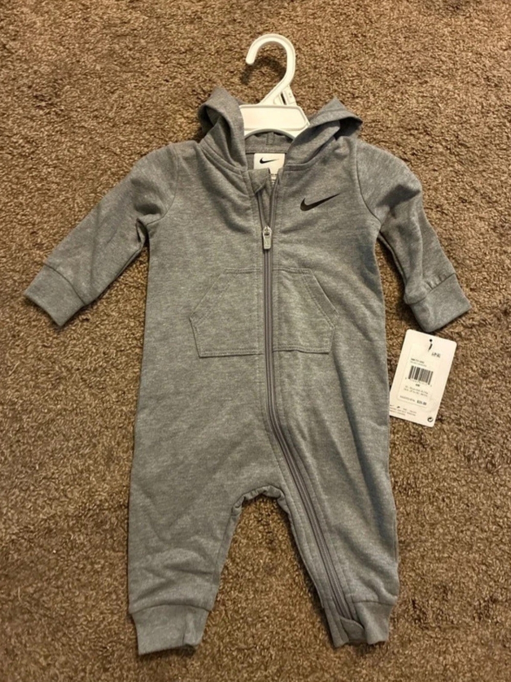 Nike Dark Grey Heather Baby Jumpsuit New 6 Months